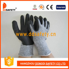 Mousse ultra-fine en nitrile sur les gants de protection contre les coupures sur les paumes et les doigts (DCR420)